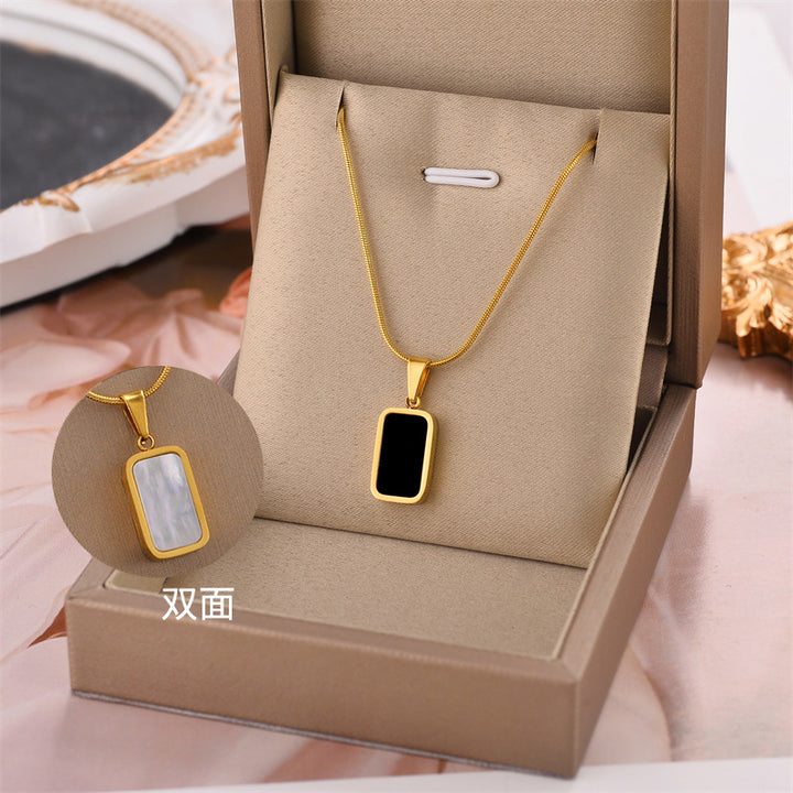 Black For Men White Shell Double-sided Pendant – Jewelry Gift Ideas — 1