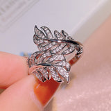 Zircon Ornament Ring Fashion Leaf Size Adjustable – Stylish Gifts — 4