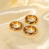 18K Gold Stainless Steel Retro Micro Set Ring – Small Gift Ideas — 1