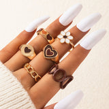 Jewelry Brown Love Oil Drip Ring Set Of Six – Jewelry Gift Ideas — 2