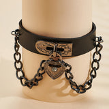 Gothic Heart-Shape Lock Link Leather Metal Snap – Jewelry Gift Ideas — 3