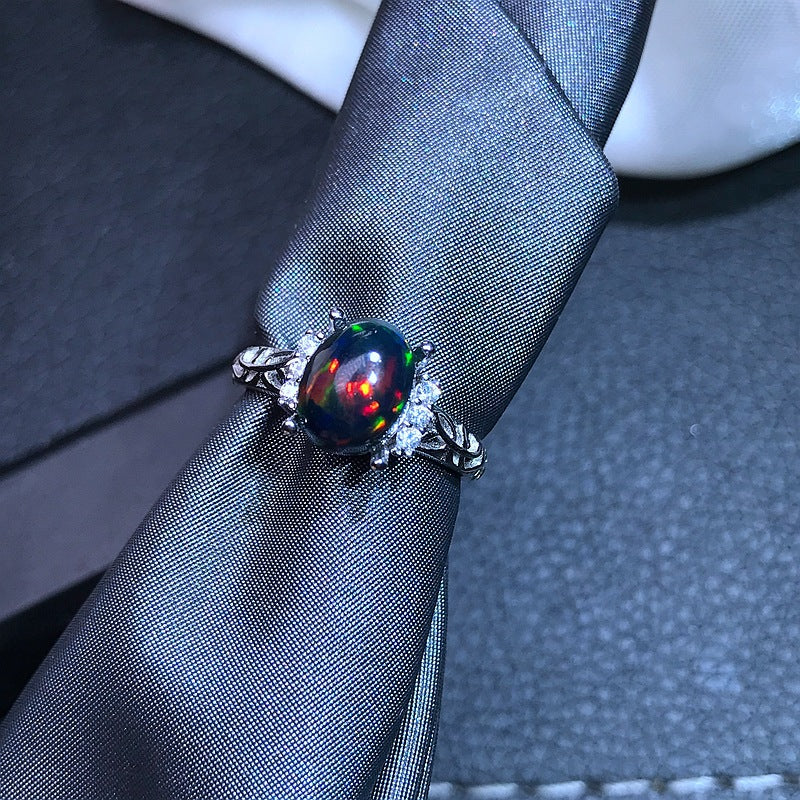 925 Silver Inlaid Natural Opal Ring – Small Gift Ideas — 1