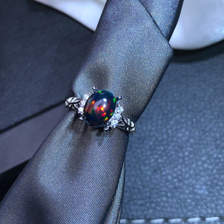 925 Silver Inlaid Natural Opal Ring – Small Gift Ideas — 1