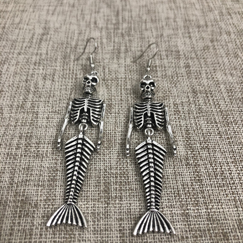 Halloween Earrings Mermaid Skull Skeleton – Small Gift Ideas — 1
