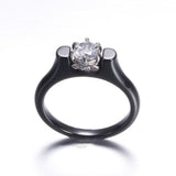 Fashion Ceramic Titanium Steel Inlaid Zirconium Ring – Stylish Gifts — 4