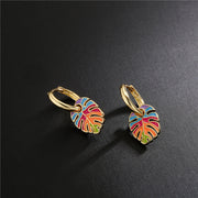 Niche Design Retro Color Leaf Oil Drop Earrings – Stylish Gifts — 4