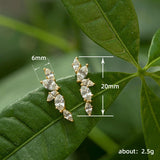 Micro Inlaid Zircon Olive Branch Leaves Ear Studs – Gifts for Her — 5