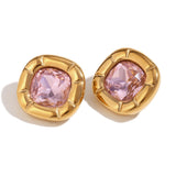 18K Gold Round Corner Square Flower Zircon Ear – Jewelry Gift Ideas — 3