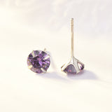 Simple Birthstone Four-Claw Zircon Earrings – Holiday Gift Ideas — 7