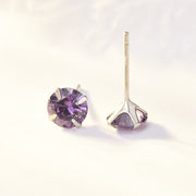 Simple Birthstone Four-Claw Zircon Earrings – Holiday Gift Ideas — 7