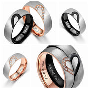 Titanium Half Heart Stainless Steel Frosted Ring – Meaningful Gifts — 1