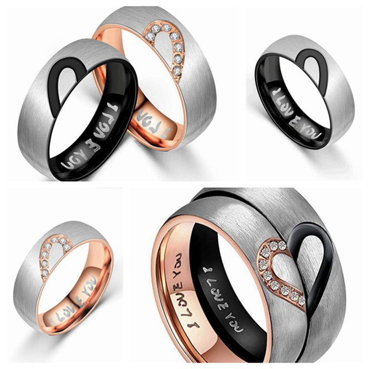 Titanium Half Heart Stainless Steel Frosted Ring – Meaningful Gifts — 1