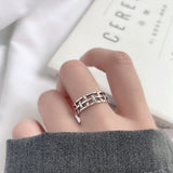 Women's Vintage Woven Mesh S925 Sterling Silver Ring – Gifts for Her — 1