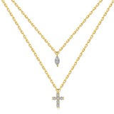 S925 Sterling Silver Diamond Cross Necklace – Jewelry Gift Ideas — 5
