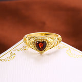 Heart Shaped Natural Garnet Ring – Birthday Gifts — 2