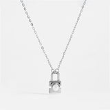 S925 Sterling Silver Small Lock Pendant Pearl – Jewelry Gift Ideas — 5
