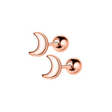 S925 Silver Earrings Female Glossy Moon With Ear Plug – Gifts for Her — 4
