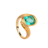 Natural Emerald S925 Sterling Silver Frosted Ring – Surprise Gifts — 4