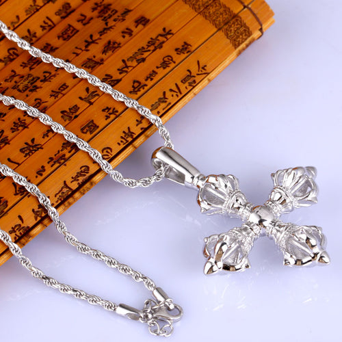 925 Silver Cross Vajra Pestle Five Pendant Men's – Jewelry Gift Ideas — 2