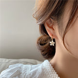 Cat's Eye Stone Five Petal Flower Earrings S925 – Cat Lover Gifts — 7