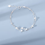925 Sterling Silver Double Star Bracelet – Jewelry Gift Ideas — 4