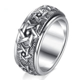 Turnable S925 Silver Ring Men's Retro Hexagram Wide – Gifts for Him — 3