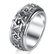Turnable S925 Silver Ring Men's Retro Hexagram Wide – Gifts for Him — 3