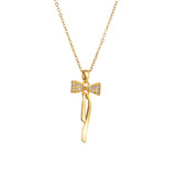 Simple 18K Gold-plated Tassel Bow Necklace – Jewelry Gift Ideas — 6