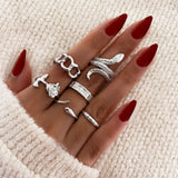 Women's Snake Ring Moon Pearl Ring Set – Gifts for Her — 4