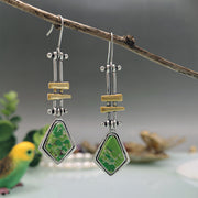 Vintage Geometric Long Turquoise Moonstone Drop Earrings – Gift Ideas — 7