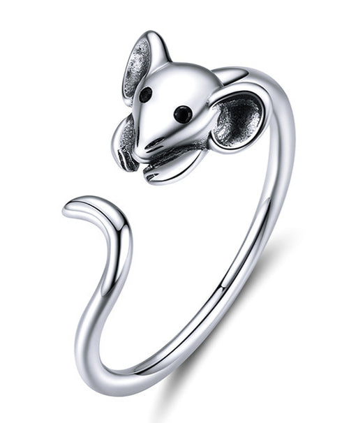 Cute Mouse Sterling Silver S925 Ring – Office Gifts — 2