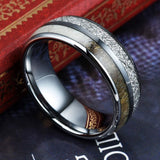 Two-tone Patch Ornament White Silk Wood Grain Ring – Gifts for Him — 5