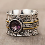 Women's Purple Antique Gold Pattern Ring – Gifts for Her — 5