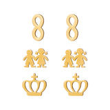Crown Boy And Girl Stainless Steel Gold Stud Earrings – Gifts for Kids — 4