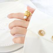 French Retro Flower Brass Ring For Women – Gifts for Her — 10
