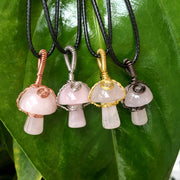 Natural Crystal Mushroom Pendant Necklace – Jewelry Gift Ideas — 3