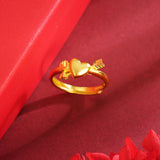 Alluvial Gold Love Heart-shaped Ring Copper Alloy – Gifts for Couples — 5