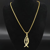 Simple Stainless Steel Fishbone Pendant Necklace – Jewelry Gift Ideas — 4