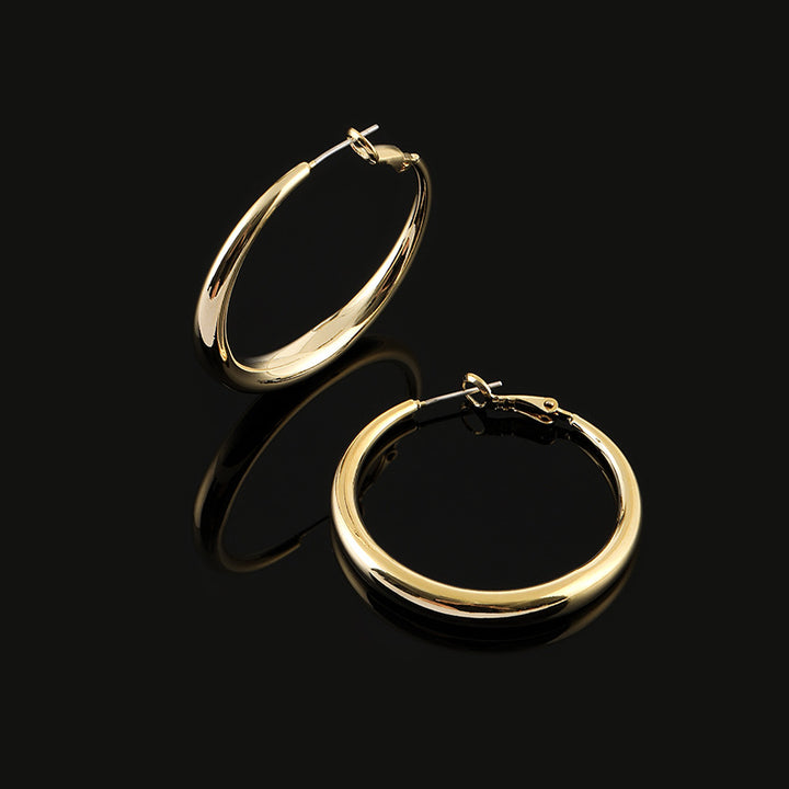 Classic Commuter Metal Large Hoop Earrings – Birthday Gifts — 1