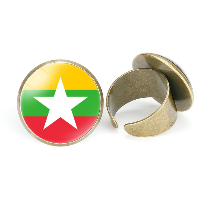 Asian National Flags Vintage Open Ring – Unique Gift Ideas — 1