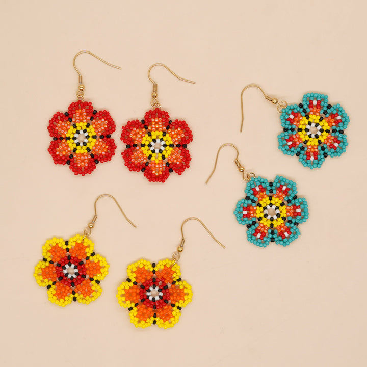 Bohemian Bead Woven Flower Fashion Earrings – Stylish Gifts — 1