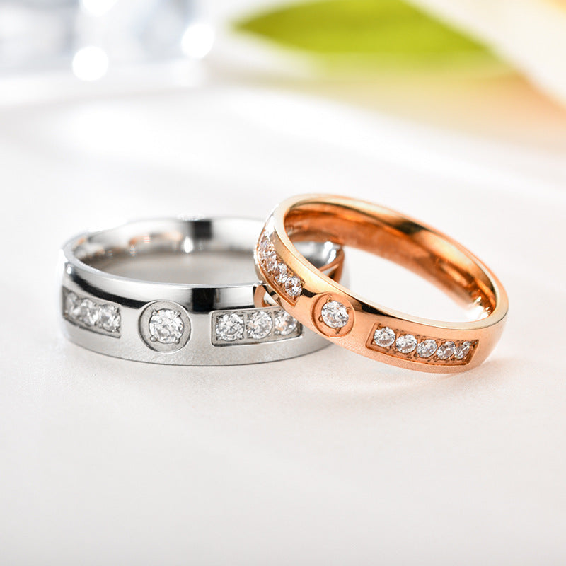 Stainless Steel Diamond Plated Rose Gold Ring – Useful Gifts — 1