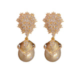 French Hong Kong Style Champagne Pearl Zircon Earrings – Stylish Gifts — 5