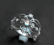White Gold Plated Women's Moonstone Sweet Cutout Ring – Gifts for Her — 1