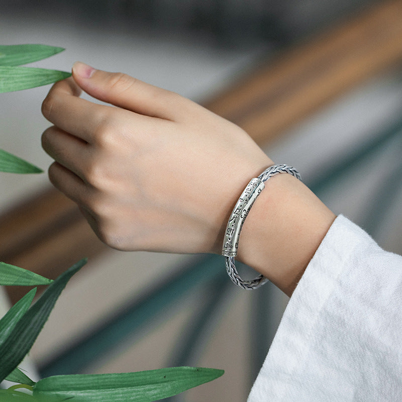 S925 Silver Twist Bracelet Retro Fashion Pattern – Stylish Gifts — 1
