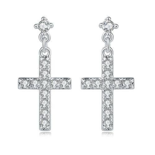 Cross Earrings Real Gold-plated Zircon – Jewelry Gift Ideas — 2