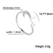 Stainless Steel Color Cute Kitten Solid Ring – Cat Lover Gifts — 4