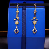 Silver French Court Starburst Blue Zirconium Earrings – Gifts for Her — 2