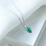 Small Epoxy Green Leaf Clavicle Necklace – Jewelry Gift Ideas — 5