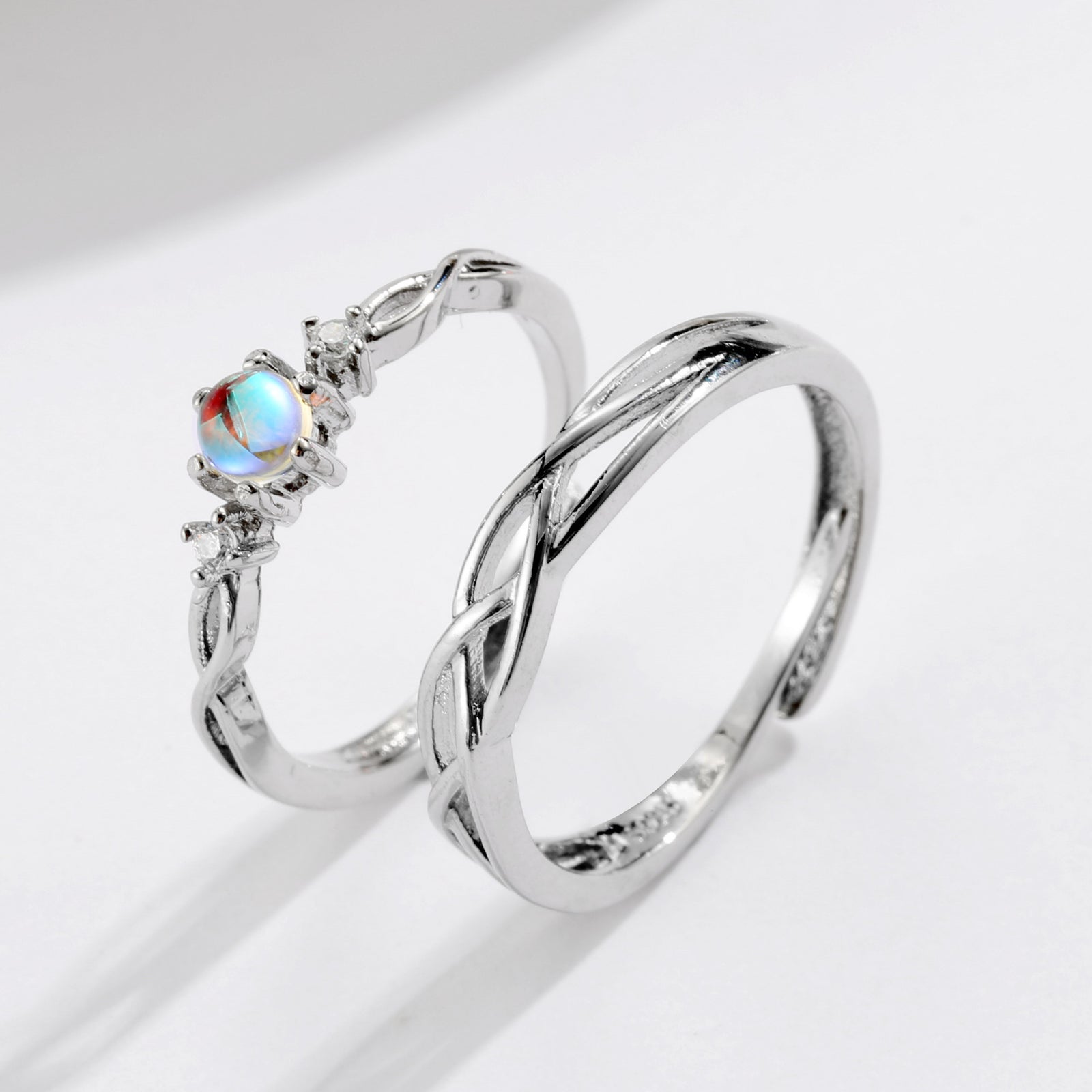Moonstone Concentric Couples Pair Sterling Silver – Stylish Gifts — 1